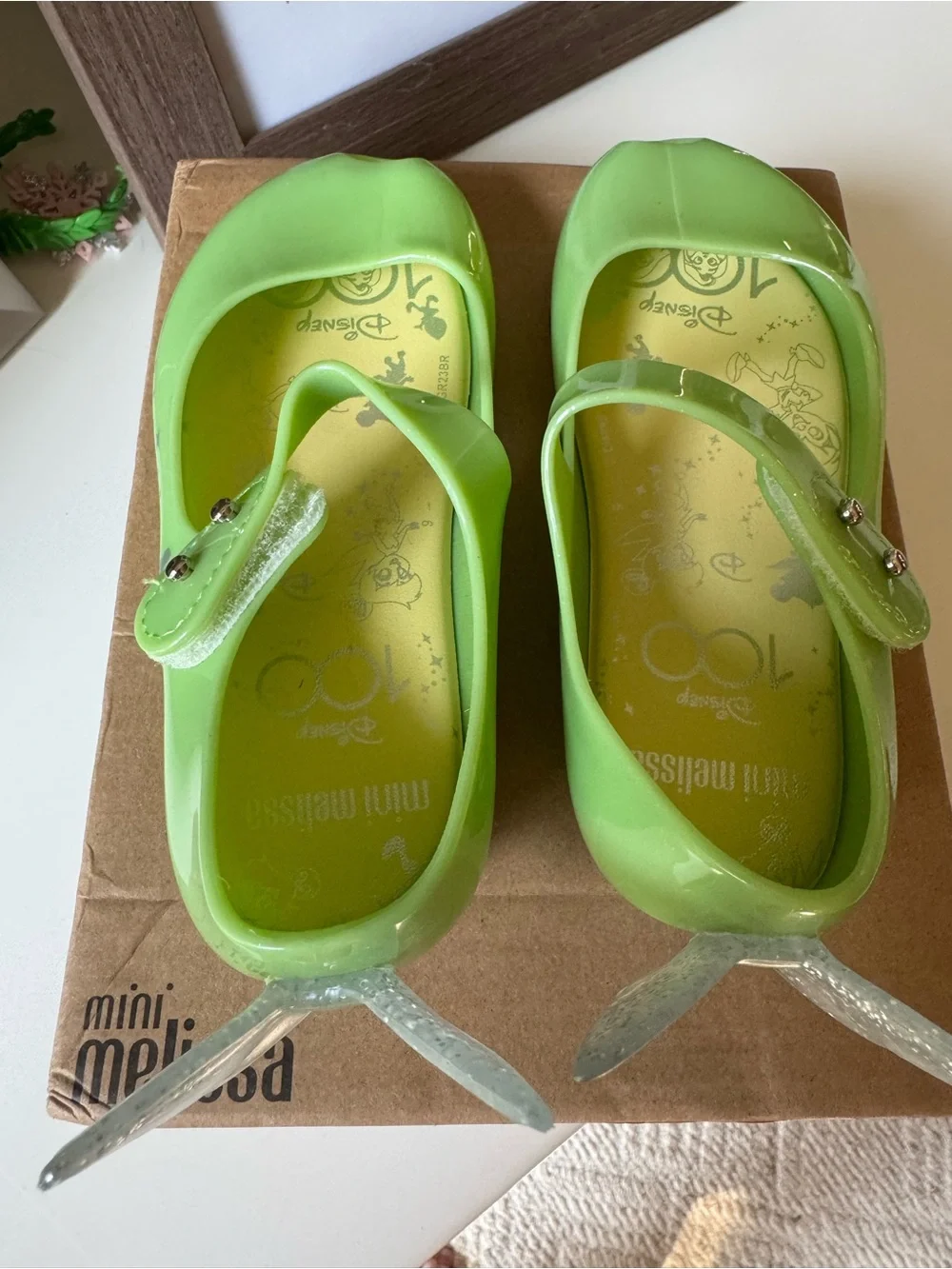 Mini Melissa Disney Tinker bell  Mary Jane Jelly Shoes with Glitter Wings